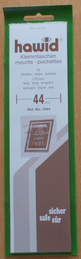 (image for) Hawid Stamp Mounts - Black 44mm x 210mm Strips